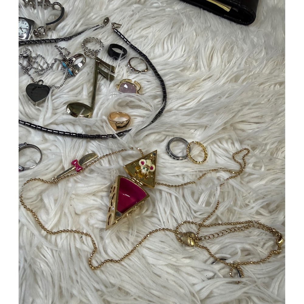 Betsey Johnson Cheese Mouse Necklace & Assorted Jewelry Lot Rings Watch